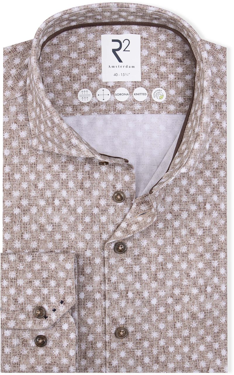 R2 Amsterdam R2 Overhemd Sorona Flower Print Beige