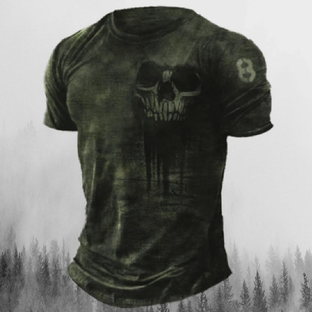 Transmission of love Mannen T-shirts Zomer 3d Vintage Horror Schedel Top Hip Hop Rock Streetwear O-hals Korte Mouw Tee Oversized T-shirt Mannelijke kleding L