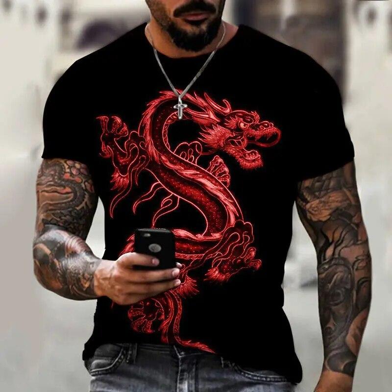 Xr 01 Heren T-shirt voor herenkleding Oversized T-shirt Chinese Draak Grafische 3D Print Zomer Casual Mode Korte mouw Tops M