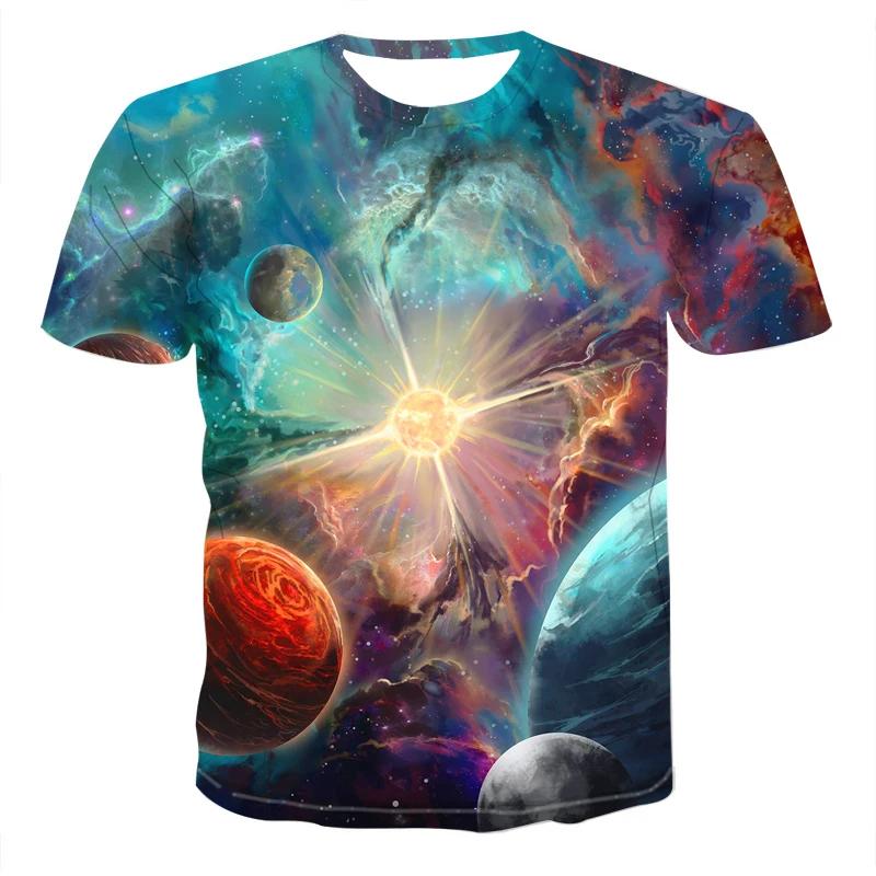 Baibao QIQI Zomer Nieuwe Heren Fun Galaxy Space T-shirt Fantasy Harajuku Street Ronde Hals Top Casual Mode 3D Print Korte Mouw Kleding XL