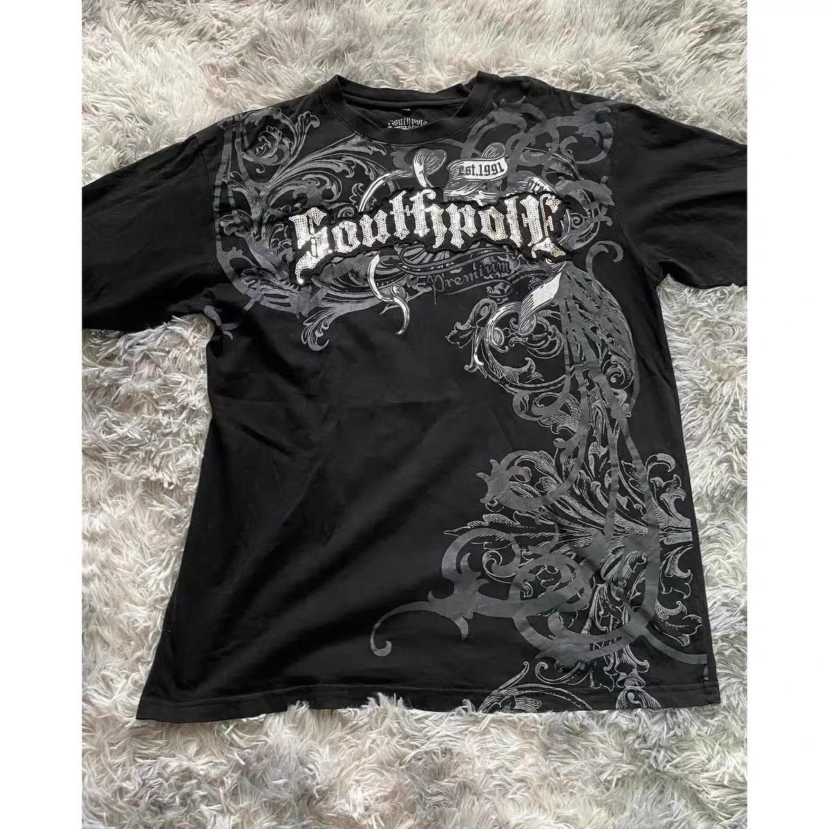 MIFENG Men T-shirts Affliction Retro Women T-shirt Style Streetwear Tee Gothic Skull Cross Print Trendy Graphic Kid T-shirts M