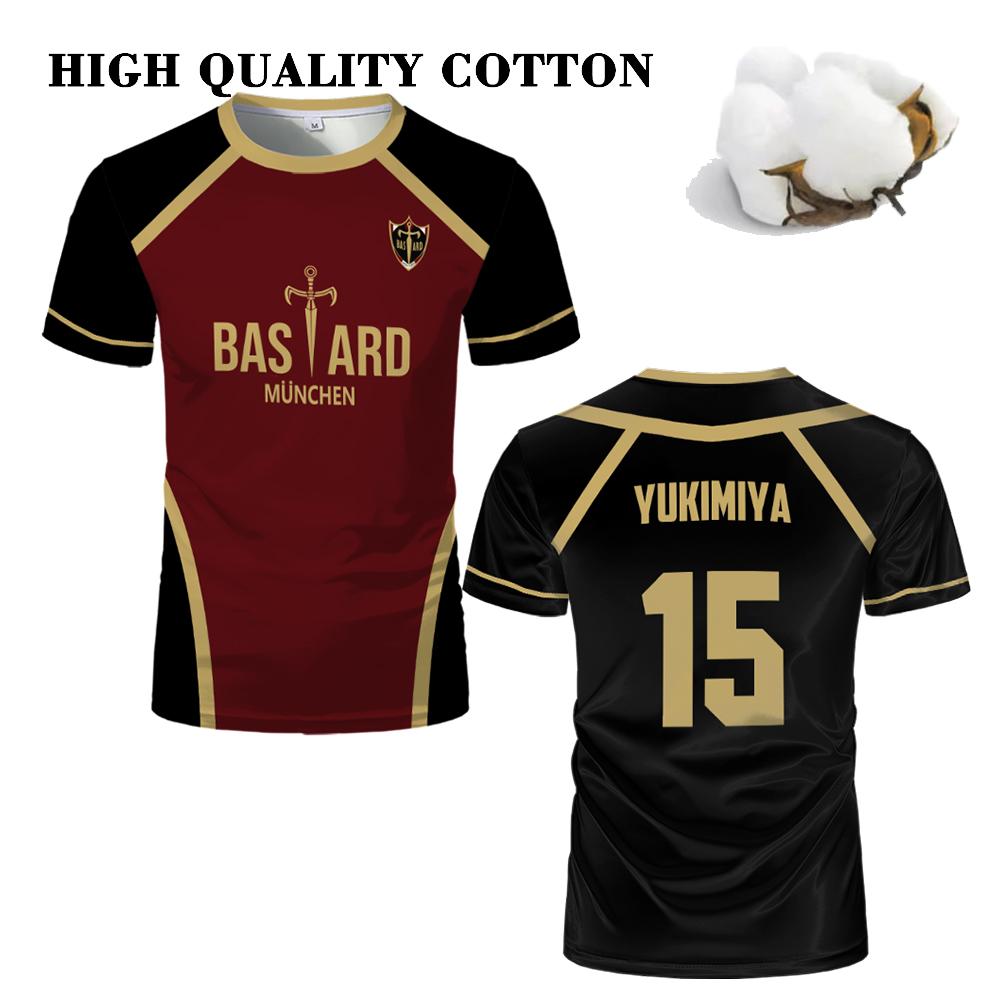 Haijian02 High Quality Cotton Blue Lock Jersey Bastard Munich Japanese Anime Cosplay Tops ISAGI KAISER Men's T-shirts Children's Clothing L