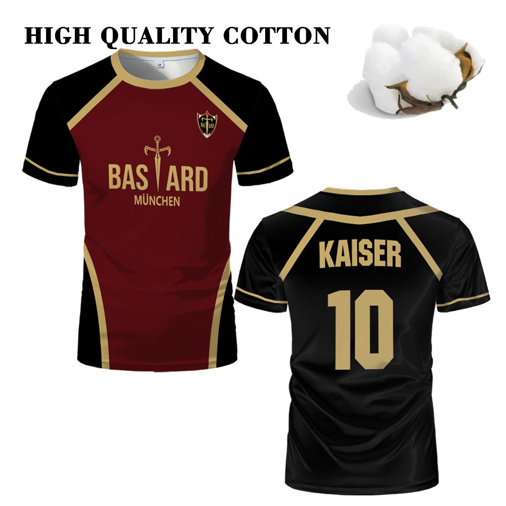 Haijian02 High Quality Cotton Blue Lock Jersey Bastard Munich Japanese Anime Cosplay Tops ISAGI KAISER Men's T-shirts Children's Clothing L