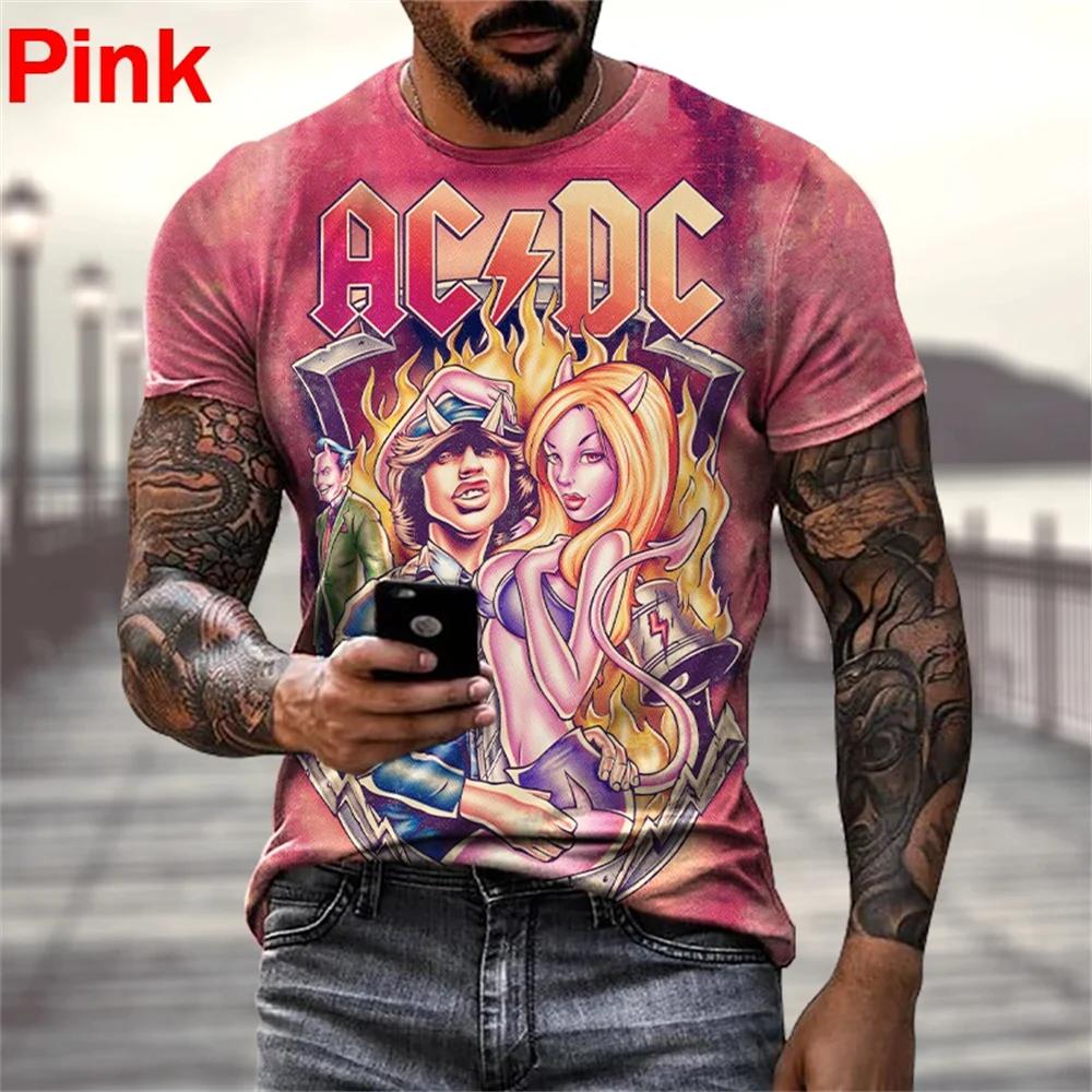 Etst 003 Nieuwe Persoonlijkheid Mode Grafisch T-shirt Rock ACDC Muziek Mannen/Vrouwen Print T-shirts Hip Hop 3D Korte Mouw Casual Shirt Tees Tops XL