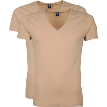 Suitable T-shirt  T-shirt Beige Diepe V hals Vitaru Stretch 2-Pack