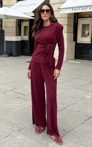 The Musthaves Straight Stretch Pantalon Burgundy