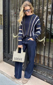 The Musthaves Textured Knitted Striped Trui