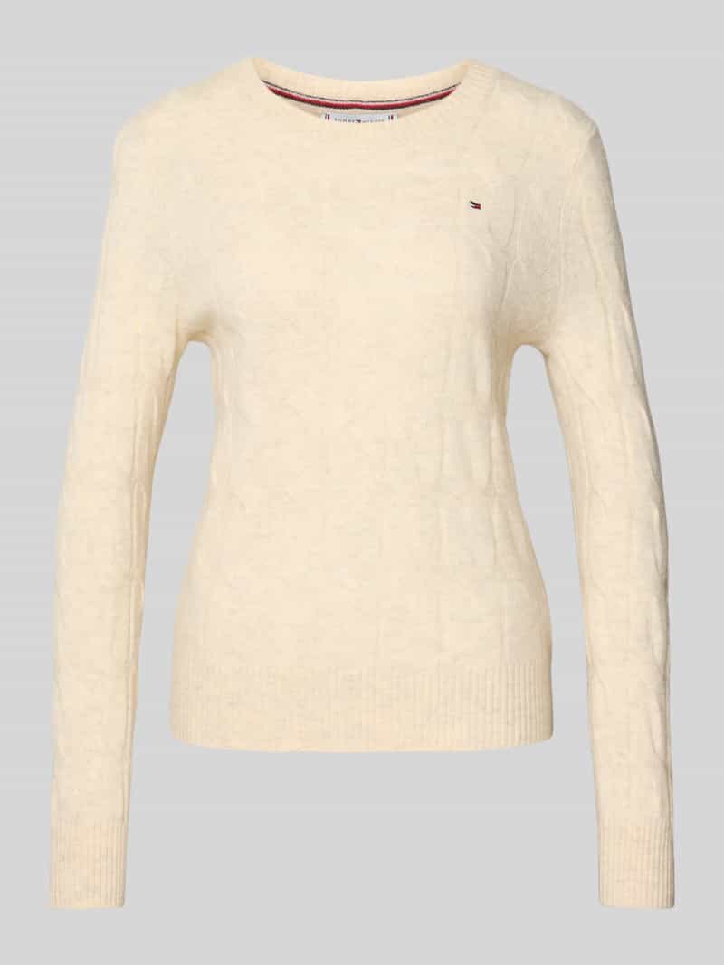 Tommy Hilfiger Gebreide trui SOFT WOOL CABLE C-NK met kabelpatroon, van zuivere wol