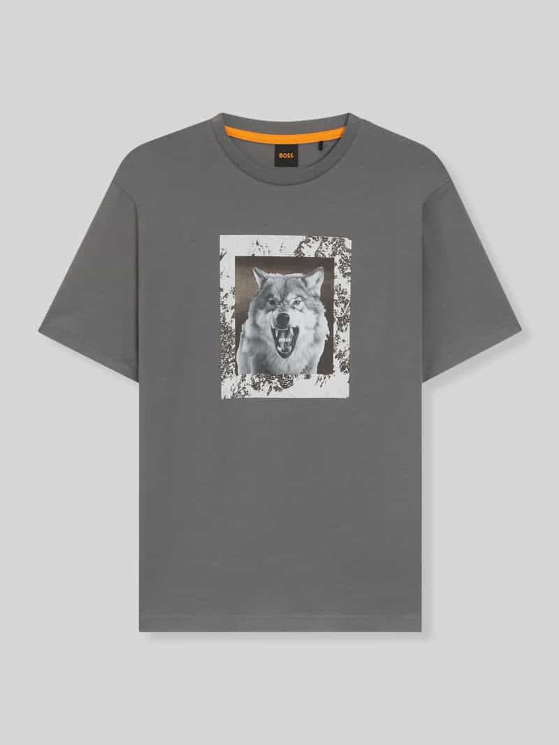 Boss Orange T-shirt Te lupo ronde hals, regular fit, fotoprint