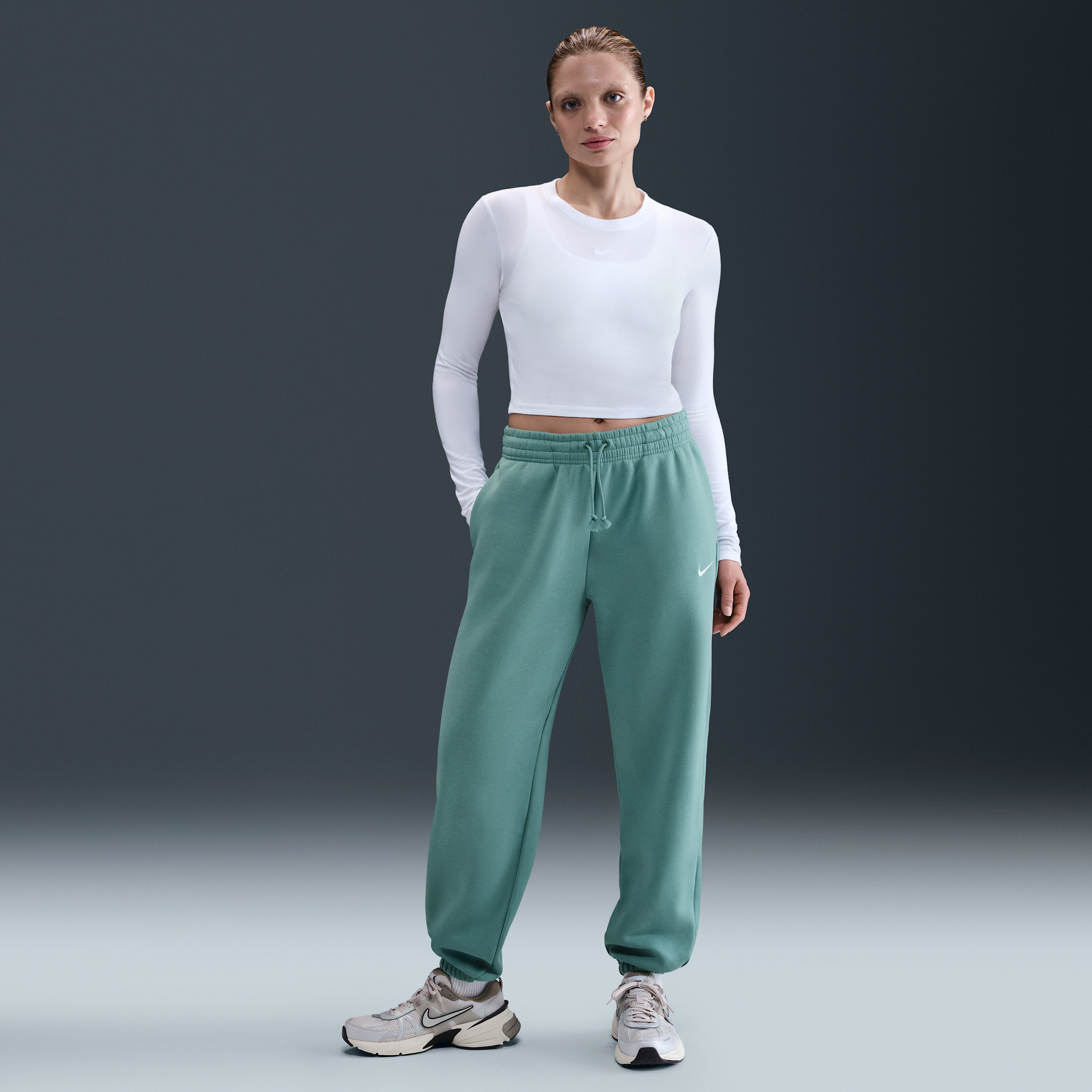 Nike Sportswear Phoenix Fleece Oversized joggingbroek met hoge taille voor dames - Groen