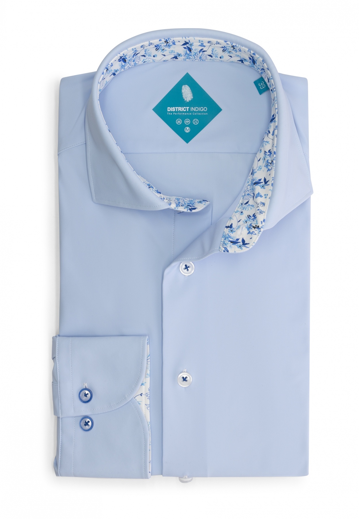 District Indigo Performance Overhemd Light Blue 