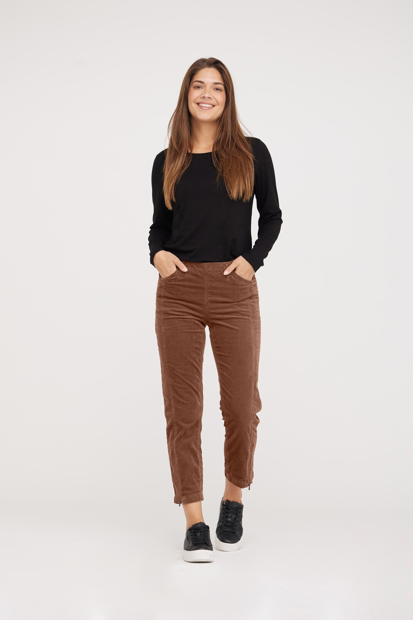 LAURIE Damen vegan Hose Piper Regular Crop Chocolate Chip Braun
