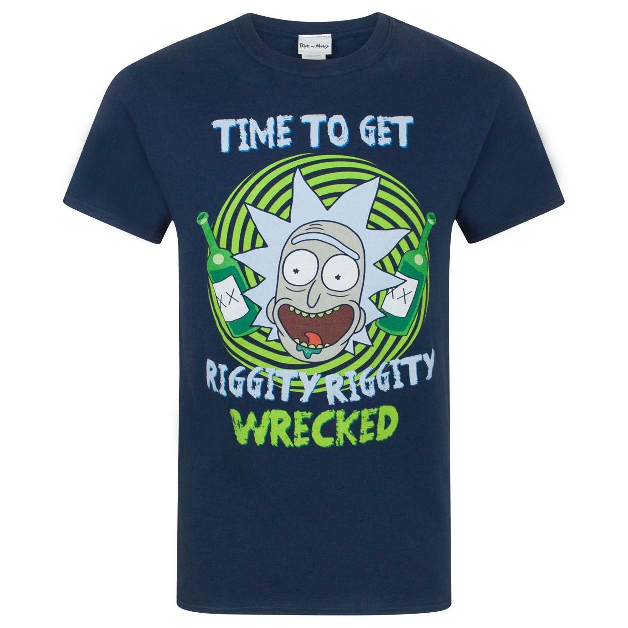 Rick And Morty Rick en Morty Heren Riggity Riggity Wrecked T-shirt