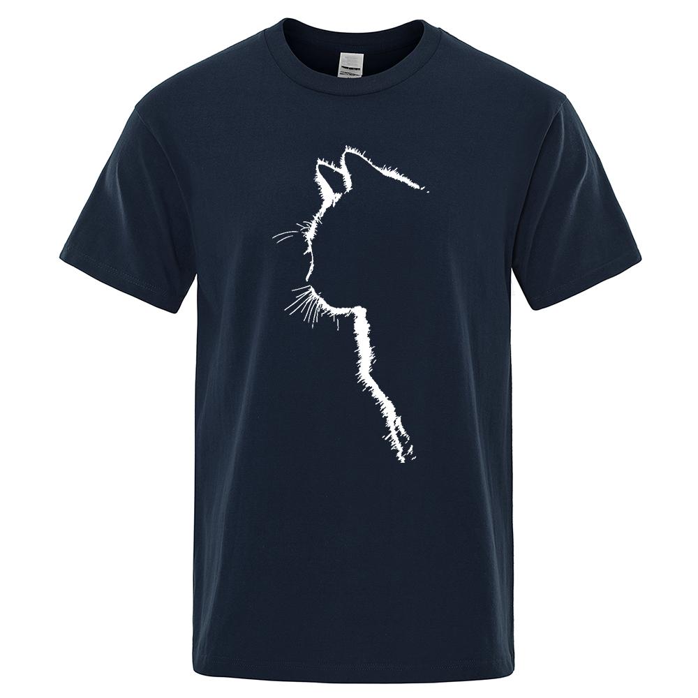 Kukebang Katoenen T-shirts voor heren Bedrukte coole kattendieren T-shirts Zomer T-shirt met korte mouwen Heren Hiphop Streetwear Tops T-shirts Grappig L