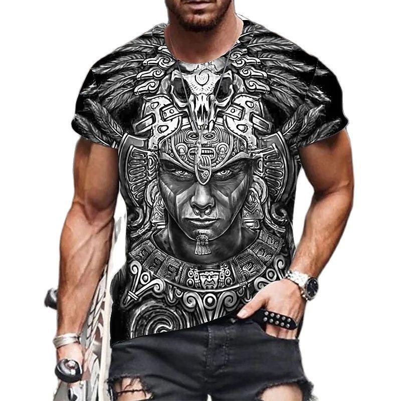 Xiaowan Indiase stijl heren korte mouw zomer complex rommelig patroon 3d gedrukt cyberpunk toekomstige mech heren shirt top tees XS