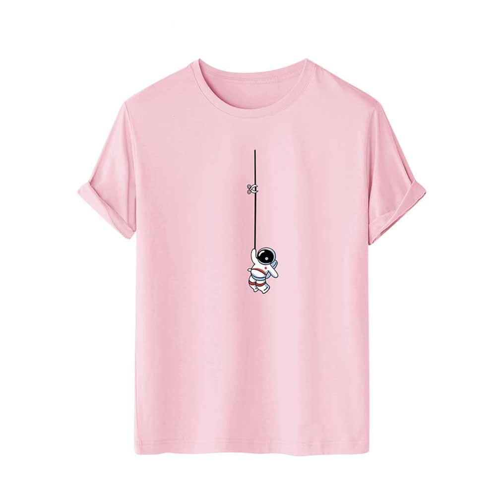 Nihao Heren T-shirt Astronaut Print T-shirt Voor Mannen Eenvoudige Effen Kleding Alledaagse Casual Kleding Oversized Shirt Harajuku Straat Tees M