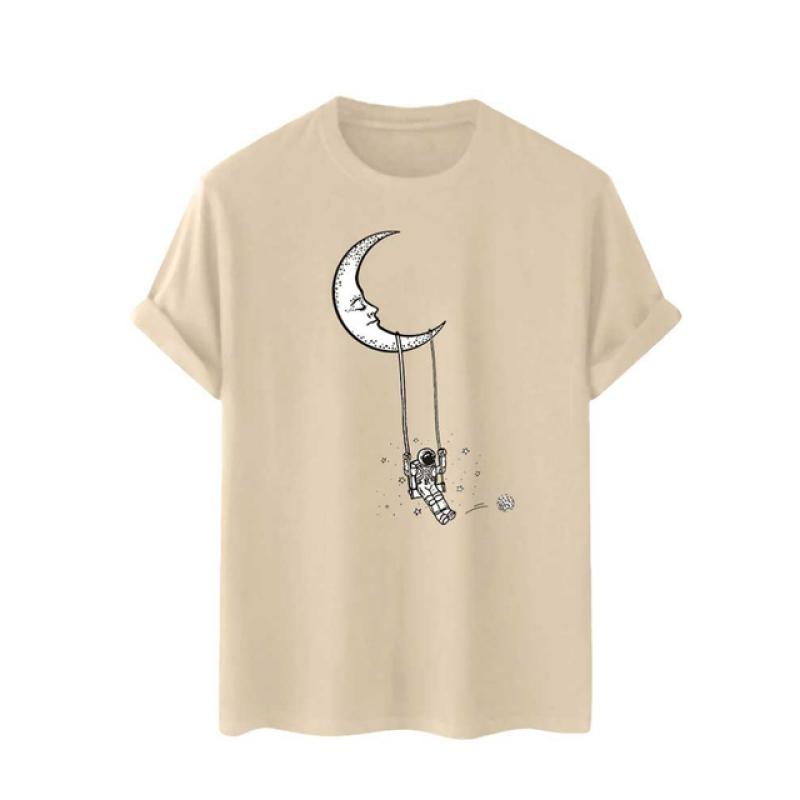 Nihao Heren T-shirt Astronaut Print T-shirt Voor Mannen Eenvoudige Effen Kleding Alledaagse Casual Kleding Oversized Shirt Harajuku Straat Tees 2XL