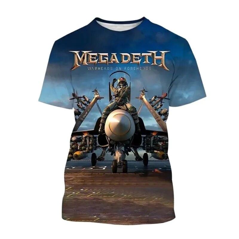 ETST 03 3D Mode Megadeth Afdrukken T-shirt Zomer Mannen Dames Populaire T-shirts Hip Hop Stijl Korte Mouwen Trui Jongens Vintage tops XL