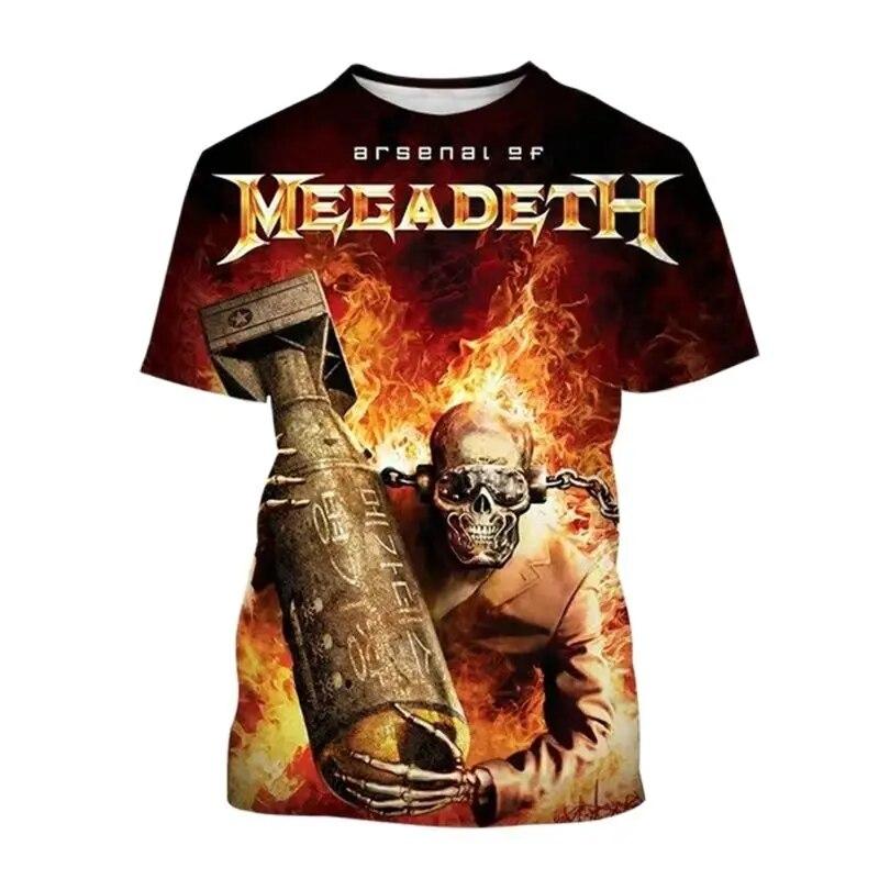 ETST 03 3D Mode Megadeth Afdrukken T-shirt Zomer Mannen Dames Populaire T-shirts Hip Hop Stijl Korte Mouwen Trui Jongens Vintage tops XL