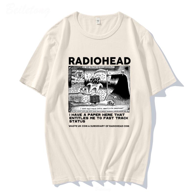 Nihao Radiohead Vintage Klassieke Print Zomer Heren O-hals T-shirt Casual Katoen Korte Mouw Trui Mode Streetwear Herenkleding S