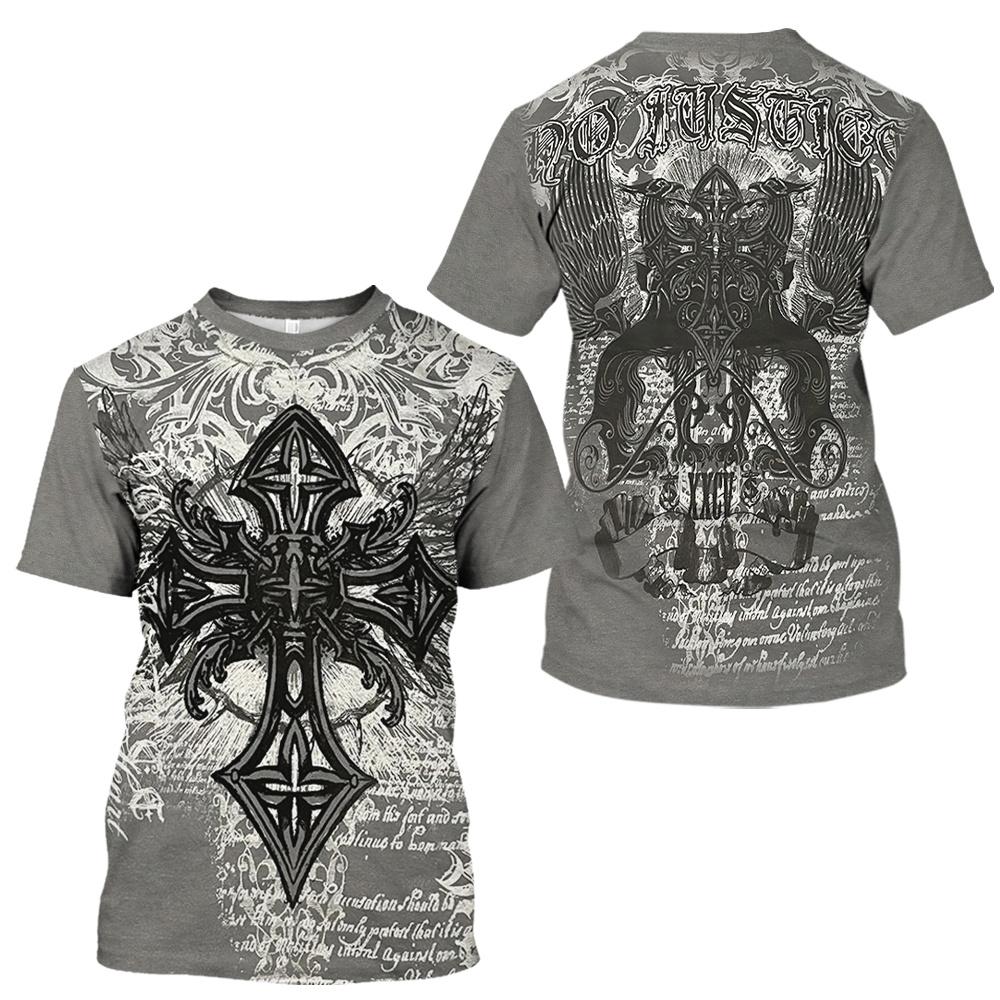 ETST WENDY 05 Vintage T-shirt voor heren Archaic door Affliction Colisson grafische T-shirts Cross Print korte mouw T-shirt Oversized kleding Tops M