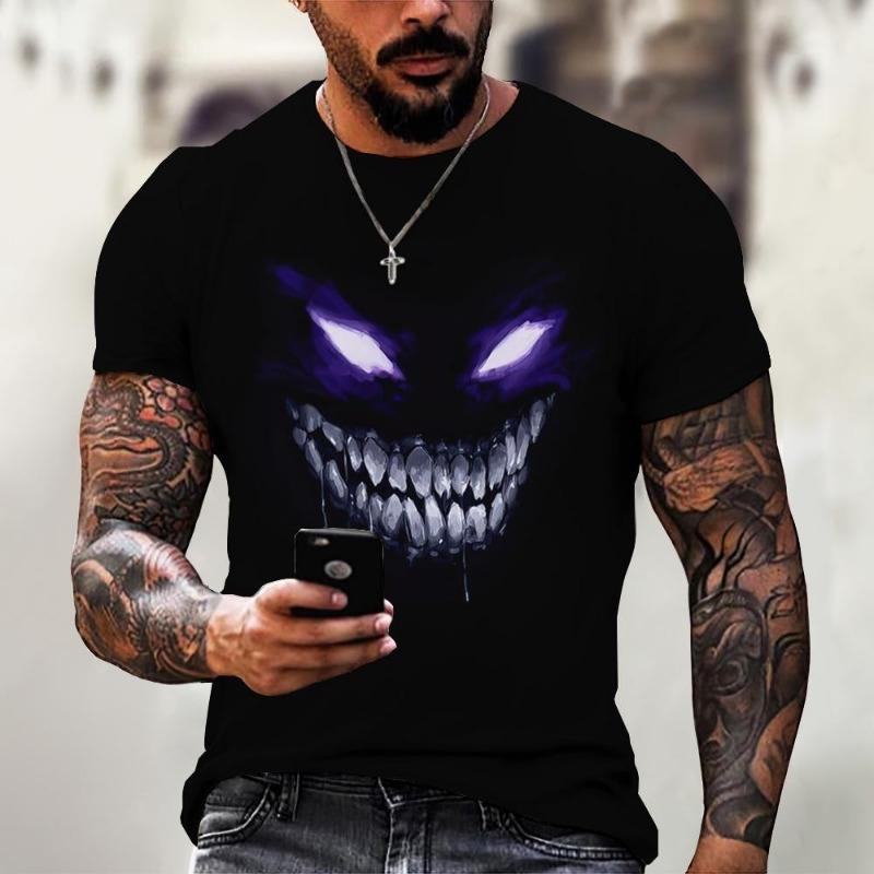 Huiteng Devil Graphics T-shirt Casual Heren Korte Mouw T-shirts Zomer Herenkleding Losse T-shirt Voor Mannen Oversized Tops Streetwear 5XL XL