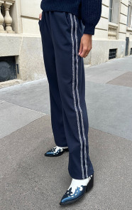 Jurkjes Stretch Straight Broek Met Bies Navy