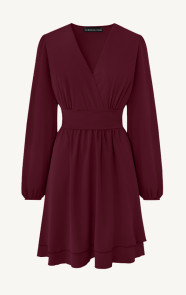 Jurkjes Strik Detail Jurk Ivy Burgundy