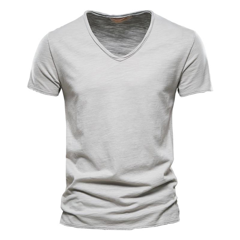 AIOPESON Men Fashion AIOPESON Zomer 100% Katoen Elasticiteit T-shirt Mannen Casual Zachte Fitness Shirt Mannen T-shirt Tops Tee Shirts V-hals Korte mouw T-shirt Mannen M