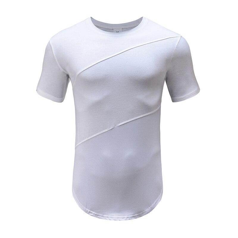 Muscleguys Sport Casual T-shirt met korte mouwen Tide Merk Zomer Ademend Katoen & Mesh Training gymkleding Fitness bodybuilding Heren Tops XXL wit