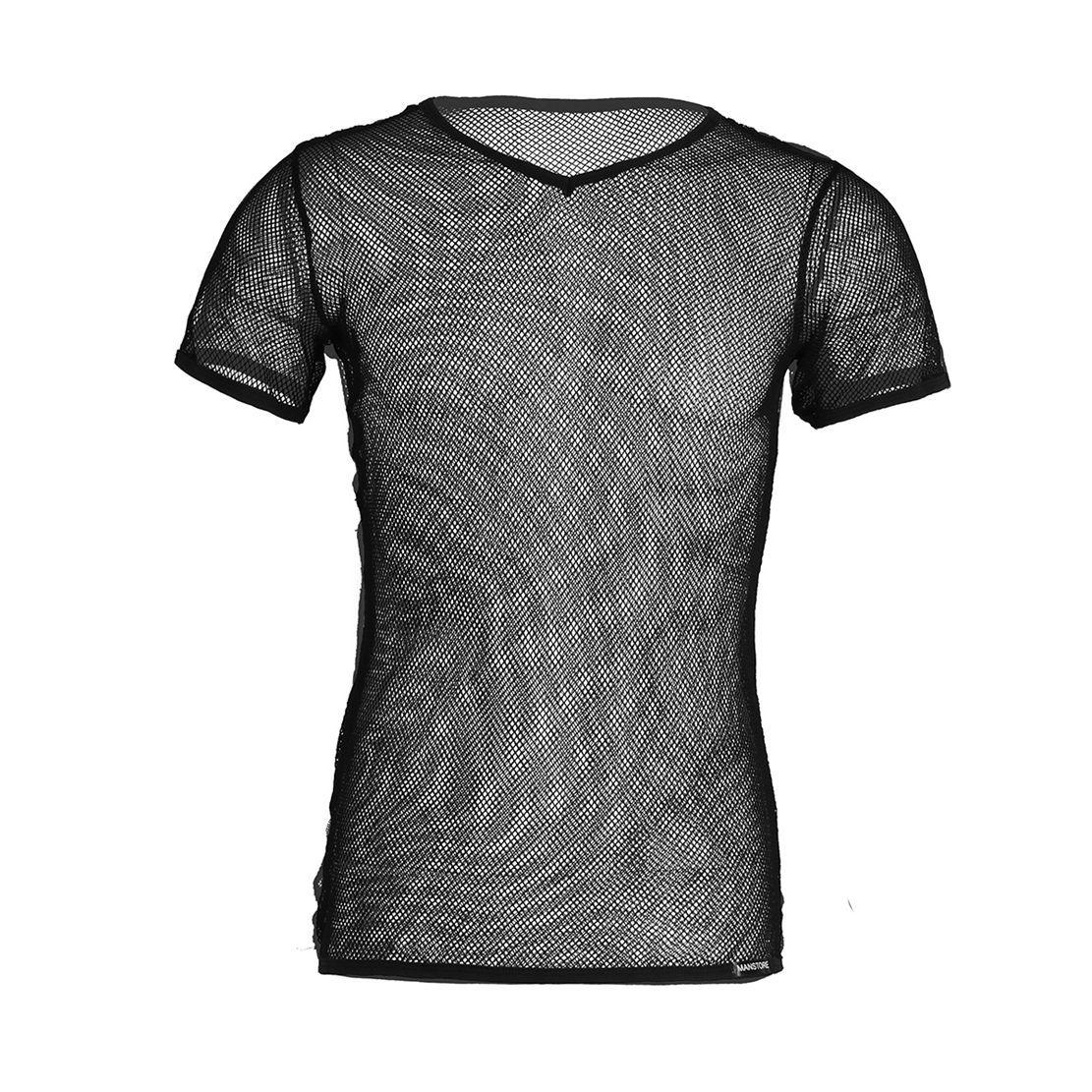 Linjinx Heren Blouses Transparant Mesh Visnet Korte Mouw Transparant Tanktop T-shirt Vest Tee XL