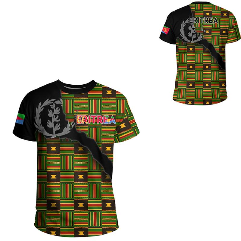 ETST 07 2023 Tessffel Afrika Land Eritrea Leeuw Kleurrijke Retro 3DPrint Mannen/Vrouwen Zomer Casual Grappige Korte Mouwen T-shirts Streetwear M