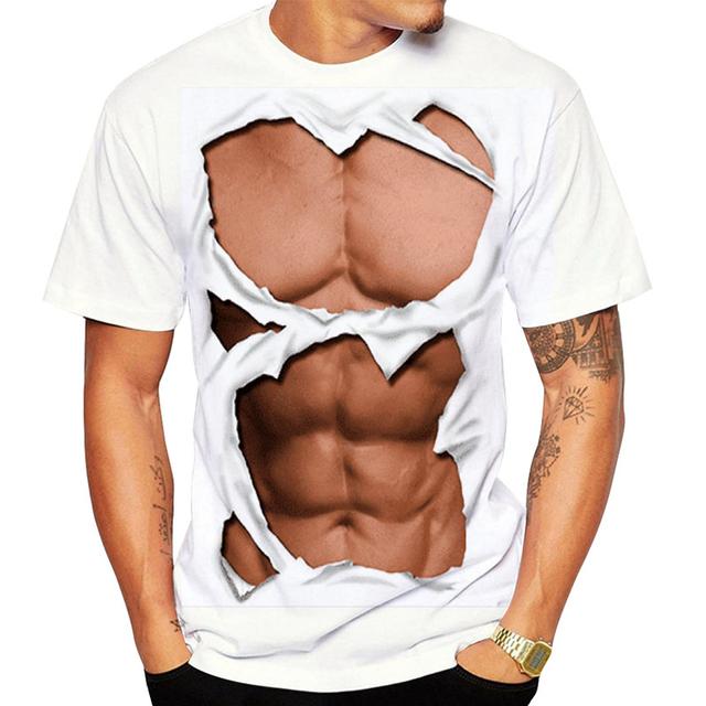 Factory Outlet Clothing Mannen Mode Grappige Gespierde Mannen T-shirt 3D Afdrukken T-shirt Casual Ronde Hals Korte Mouw T-shirt Oversized Sneldrogende kleding L