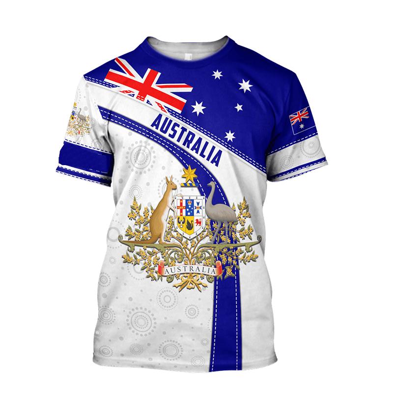 Baibao QIQI Australisch T-shirt voor heren Nationaal embleem Vlagprint O-kraag Korte mouwen Neutrale kleding Street Fashion Oversized T-shirt XL