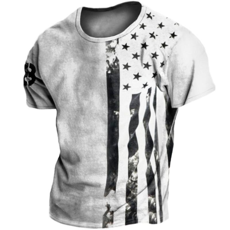 ETST 07 Heren T-shirt Retro 3D Vlag Print Straat Kleding Hip Hop O-hals Retro Tops Herenkleding Mode Korte Mouw Grote T-shirts 2XL