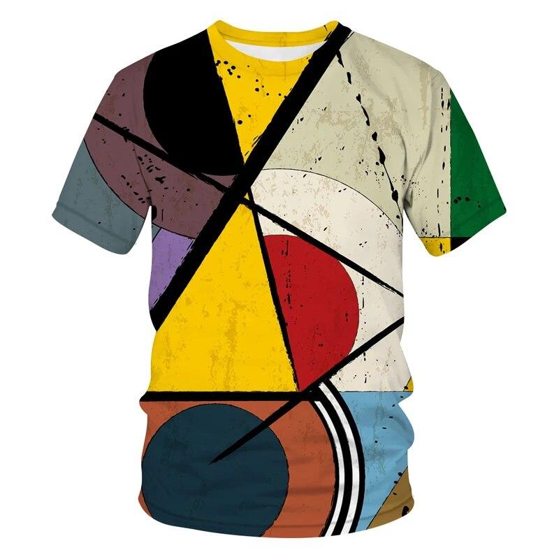 Kukebang Zomermode Casual abstracte persoonlijkheid 3D-print Heren T-shirt Street Trend Print O-kraag Losse plus size top 4XL