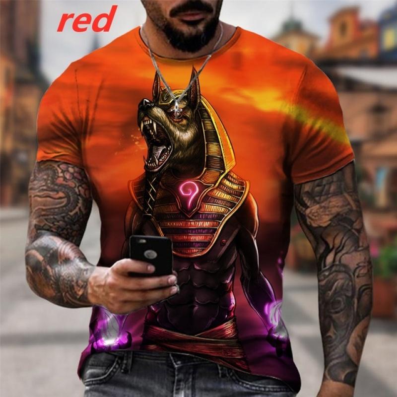 ETST 03 2023 Zomermode Oude Horus Egyptische God Anubis 3D Print T-shirt O Hals Streetwear Casual Cartoon Anime Korte Mouw Tee 3XL