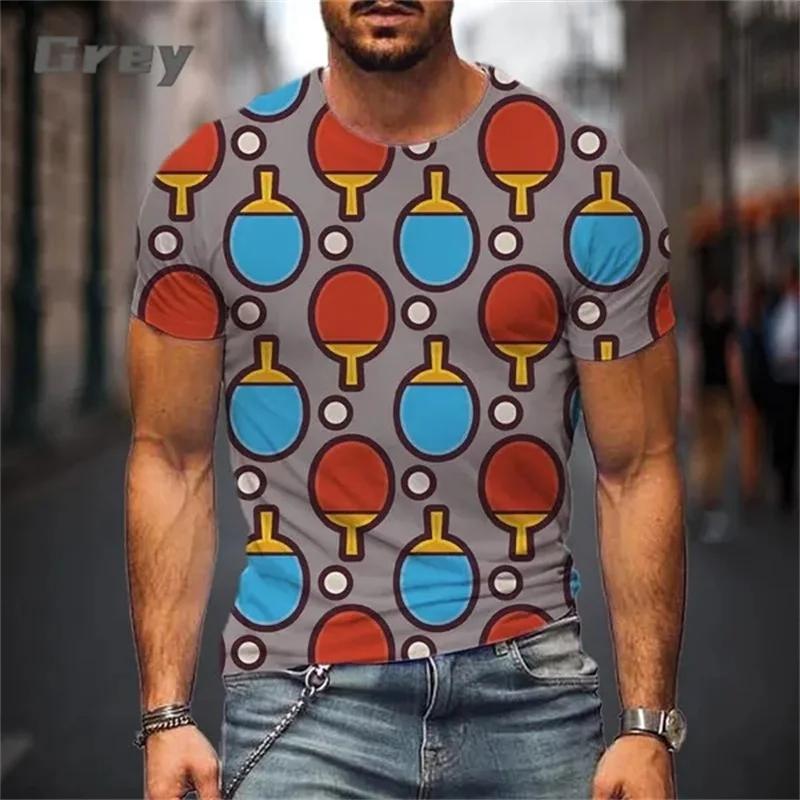ETST 007 Zomer Heren Pingpong Patroon Sport T-shirt 3D Geprint Tafeltennis T-shirts Casual Ronde Hals Korte Mouwen Grappige T-shirts 6XL