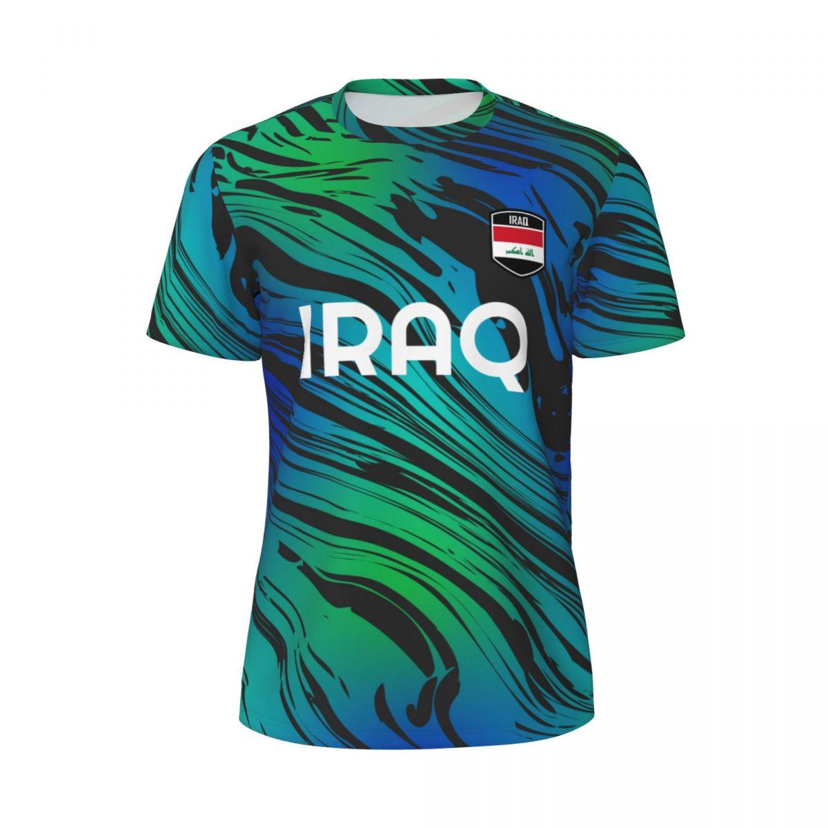 ETST WENDY 005 IRAQ-vlag 3D-geprint T-shirt voor heren Zomer korte mouwen mesh T-shirt voor voetbal, hardlopen, fietsen, tennis, fitnessfans M