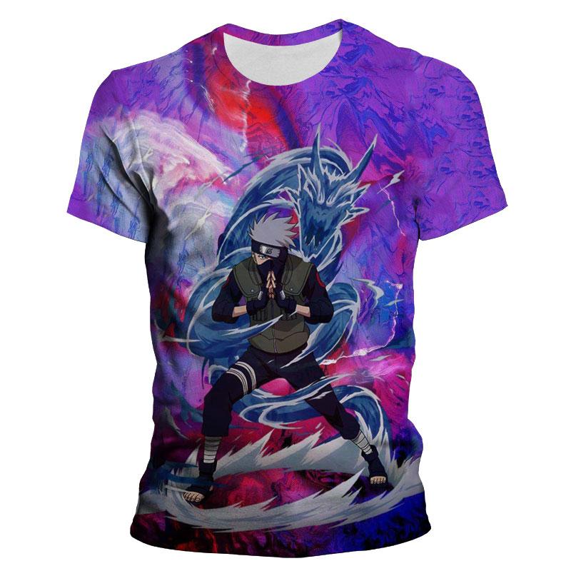 Etst 003 Nieuwe mode heren T-shirt Naruto Kakashi Cartoon Anime kinderen T-shirts zomer korte mouwen vrouwen oversized kleding tops 150cm