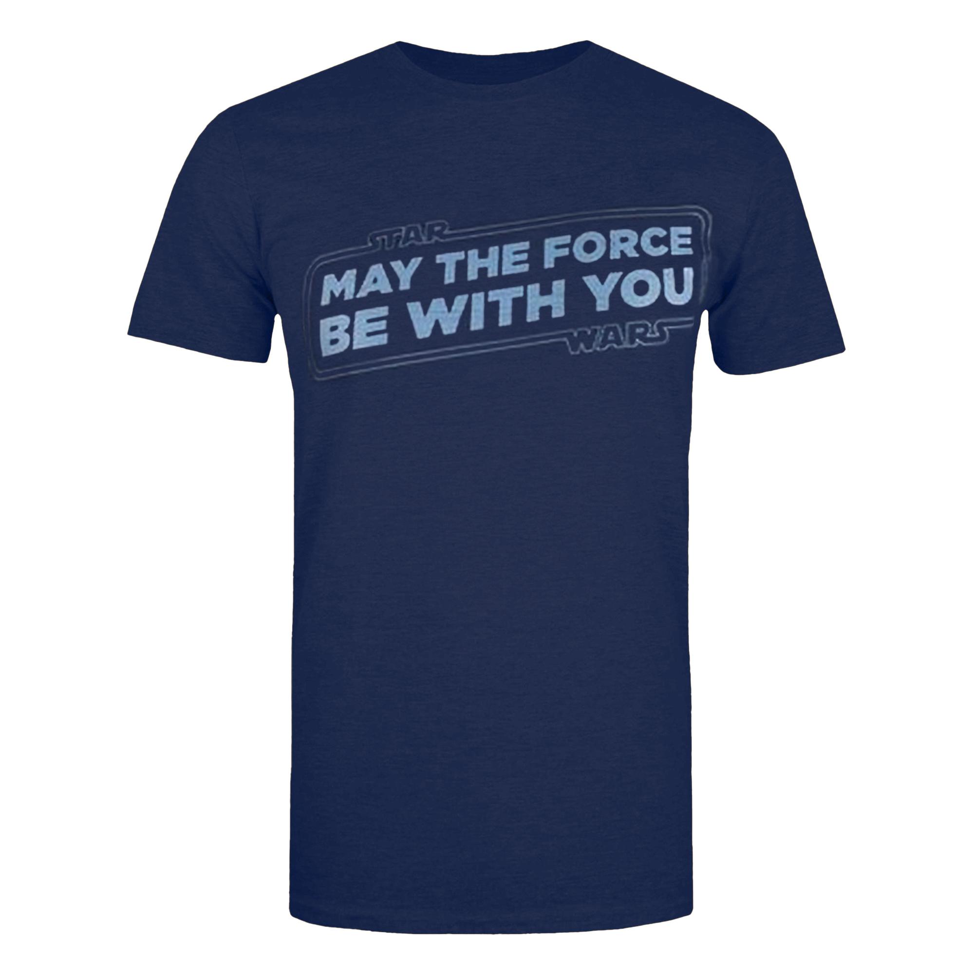 Star Wars Heren May The Force Be With You T-shirt L Vloot/lichtblauwe kleur