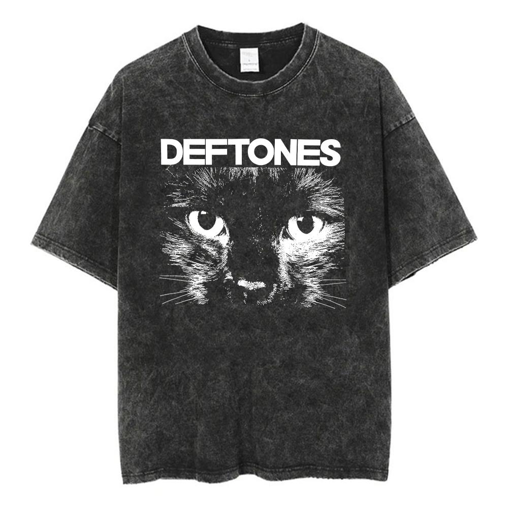 A washed short sleeved T-shirt Top Deftones Band-Diamond Eyes Music Album Cover T-Shirt Metal Rock Clothes Cotton Vintage Short Sleeve Tees Tops XL