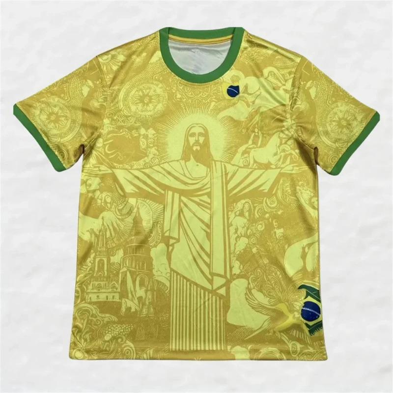 Zengyanqin02 Voetbal Trainings T-shirt Speciale Editie Braziliaanse Christus de Verlosser Voetbal T-shirt Sneldrogend Ademend Sport Korte Mouw Kind/Volwassene M