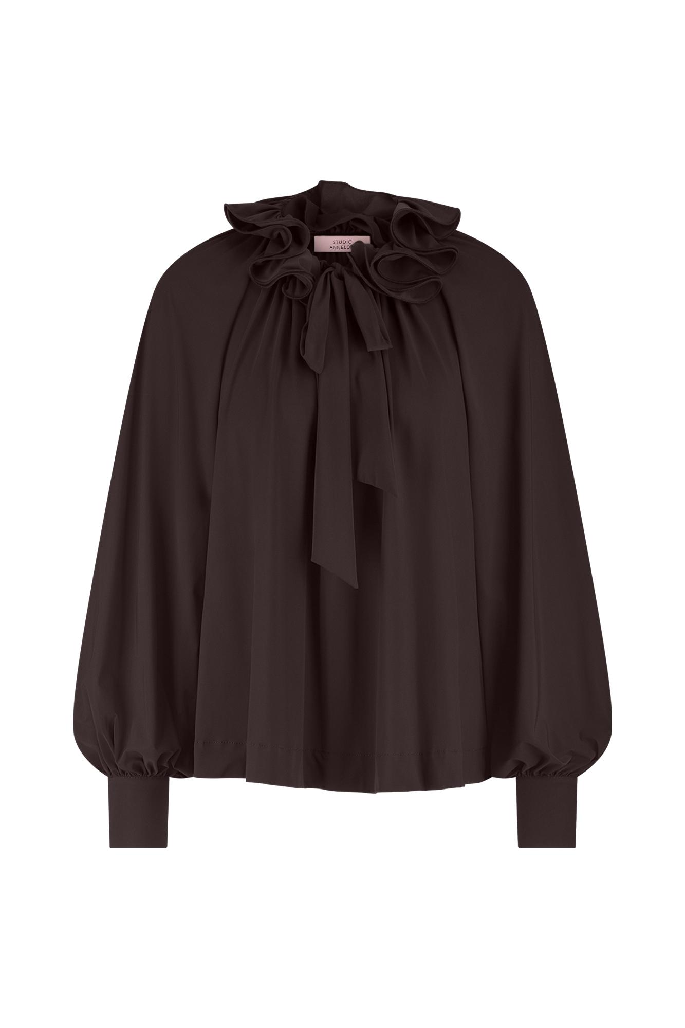 Studio Anneloes palmer ruffle blouse 13270 8700 espresso