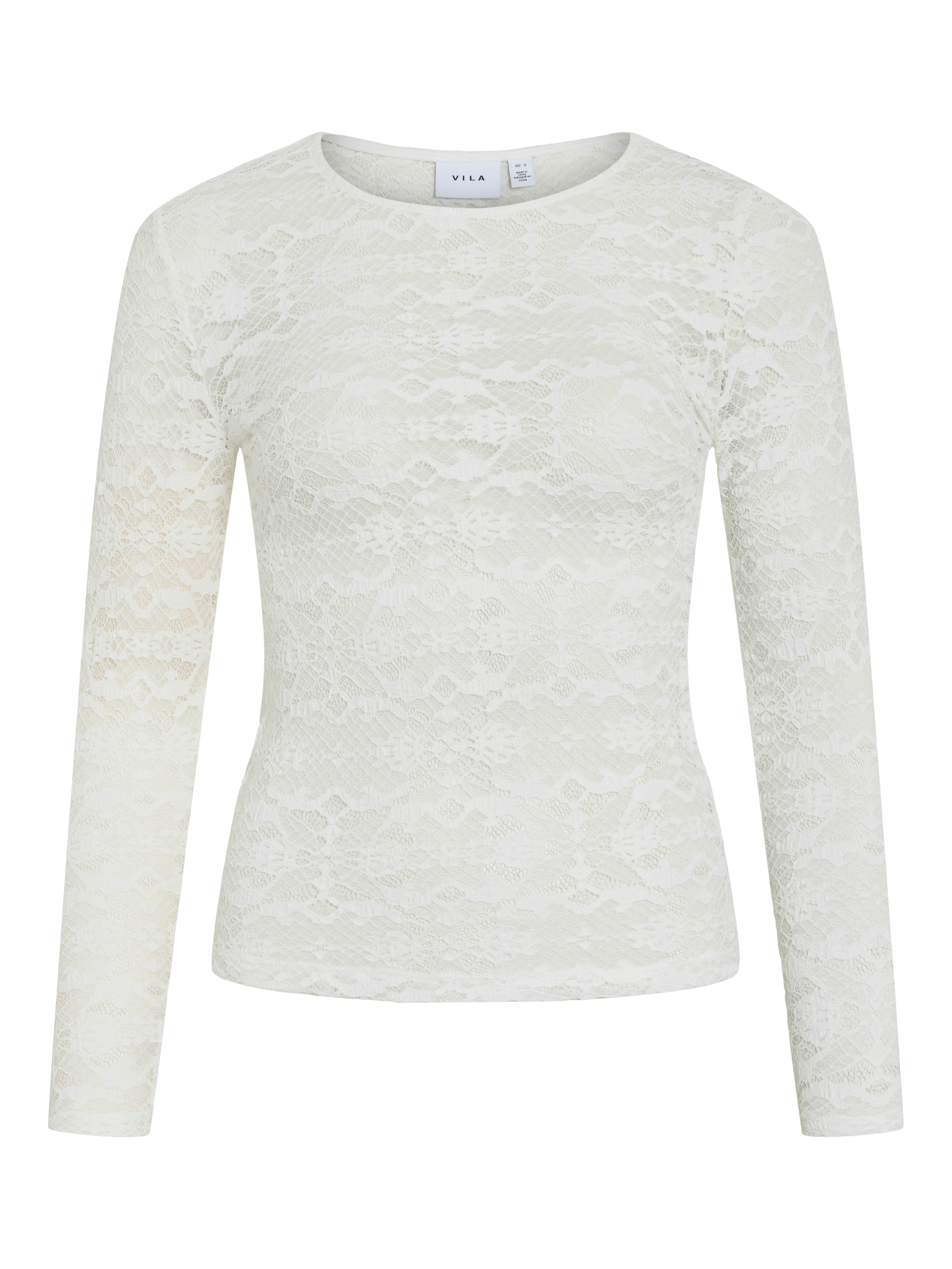 Vila vivelina l/s lace top/1 14112677 snow white