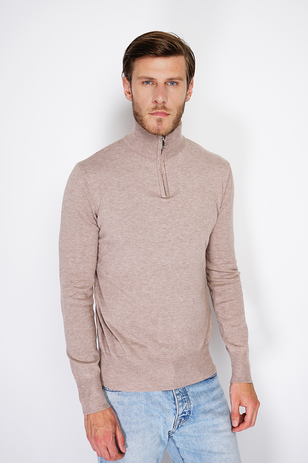 William de Faye Zipped sweater desert