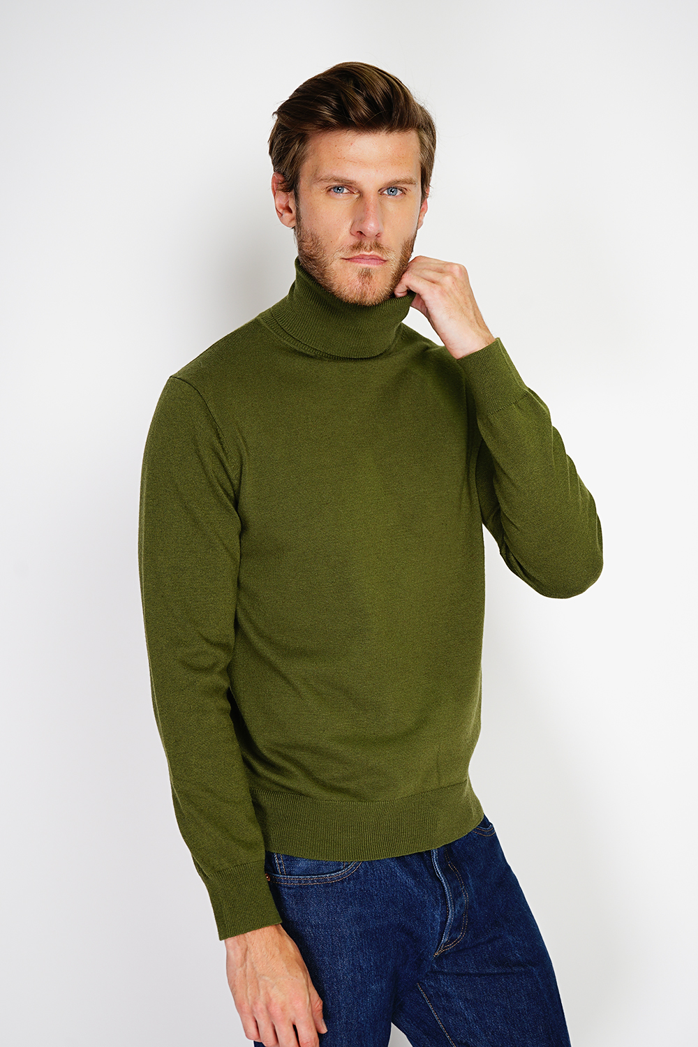 William de Faye Turtleneck sweater kaki