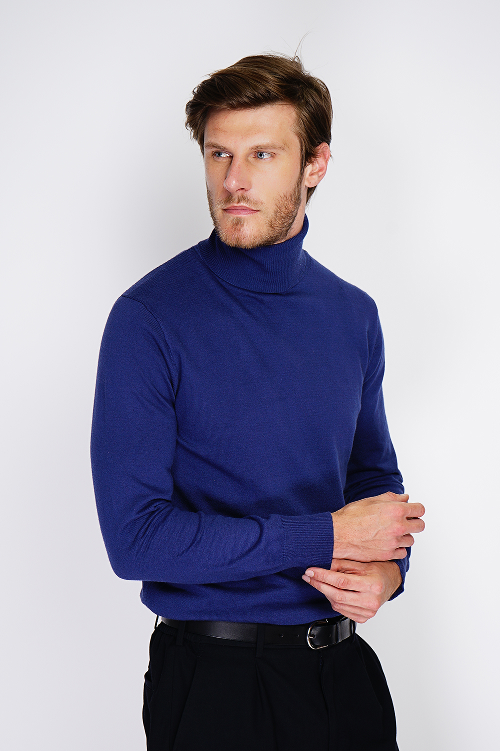 William de Faye Turtleneck sweater bleu nuit