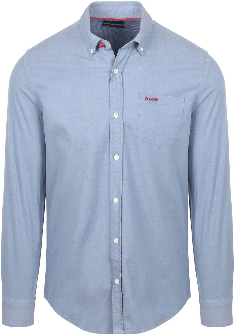 New zealand auckland NZA Shirt James Twill Melange Blauw