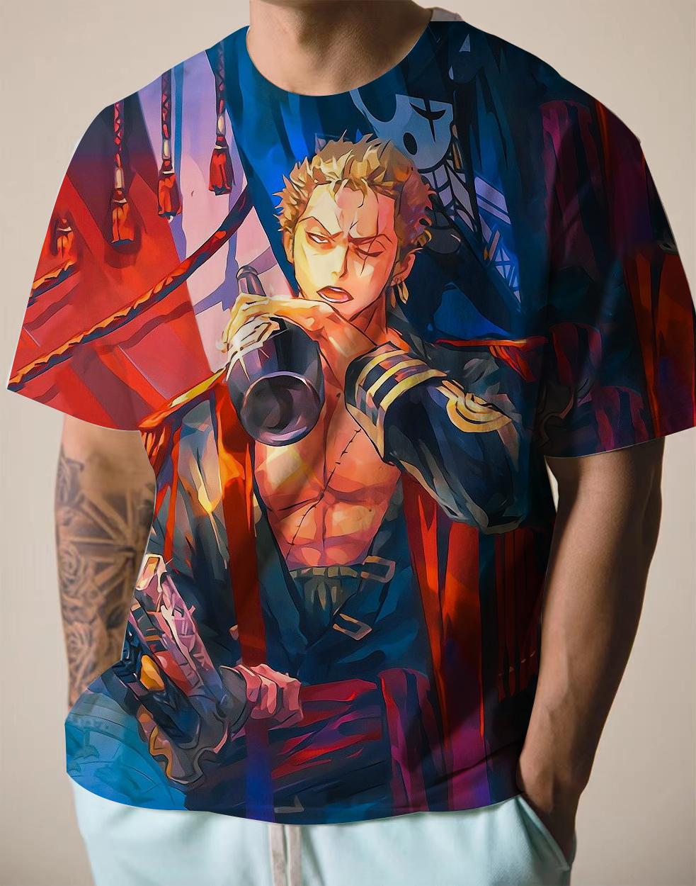 ETST WENDY 005 Mode Heren One Piece Luffy Casual Losse T-shirt Kleding Grote Maat 6XL 2022 Zomer Nieuwe Digitale Bedrukking Korte Mouwen XXXL
